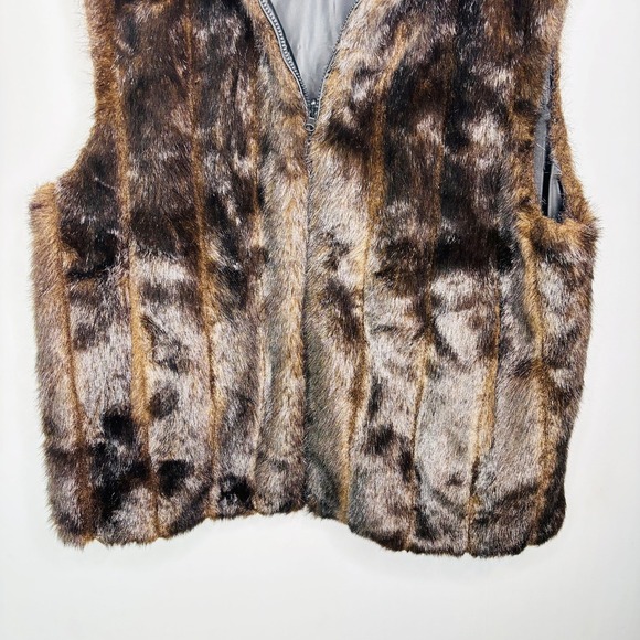 Carolina Colours Plus Reversible Faux Fur‎ Vest Black Brown Size 22 - Picture 5 of 13